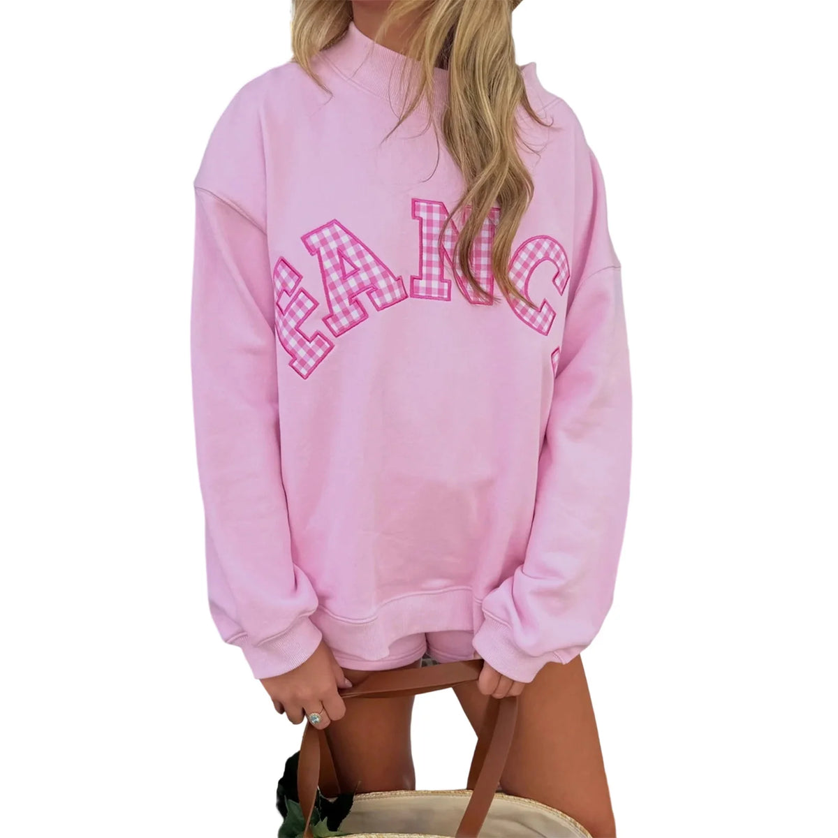 Conjunto de Sudadera y Shorts para Mujer, Ajuste Holgado, Casual, con Letras Bordadas, 2 piezas.