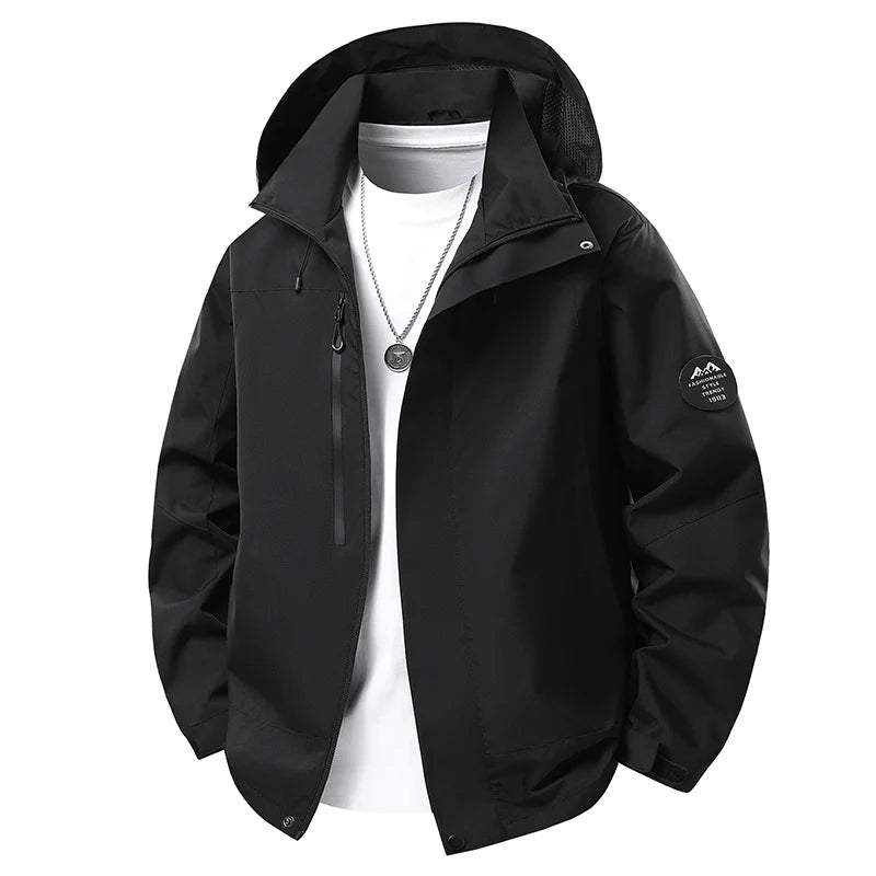 Chaqueta Impermeable con Capucha para Hombre – Cortavientos Outdoo