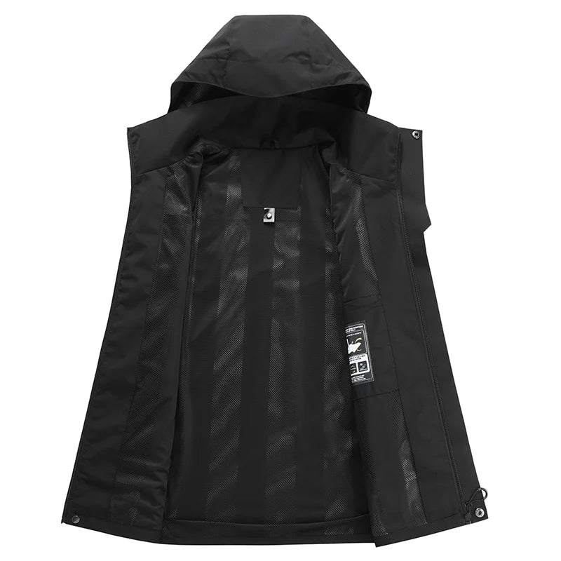 Chaqueta Impermeable con Capucha para Hombre – Cortavientos Outdoo