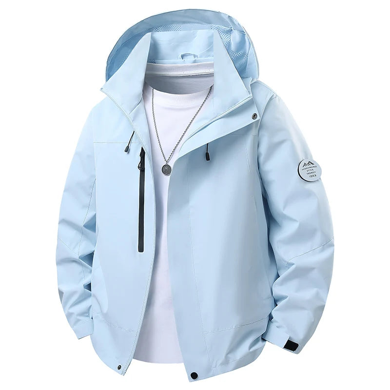 Chaqueta Impermeable con Capucha para Hombre – Cortavientos Outdoo
